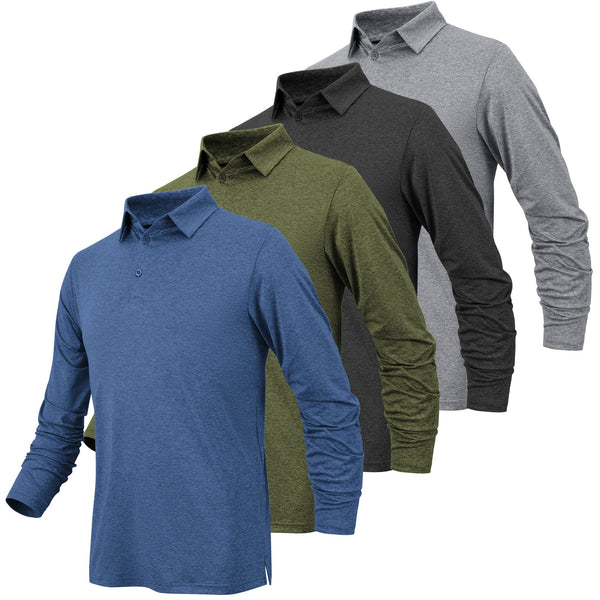 JOVCOVL Long Sleeve Polo Shirts for Men Moisture Wicking Mens Long Sleeve Polo Shirts Quick Dry Golf Polos for Men