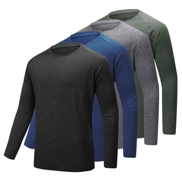 JOVCOVL Long Sleeve Tee Shirts for Men - Moisture Wicking Quick Dry Long Sleeve Shirts UV Sun Protection T-Shirts for Running